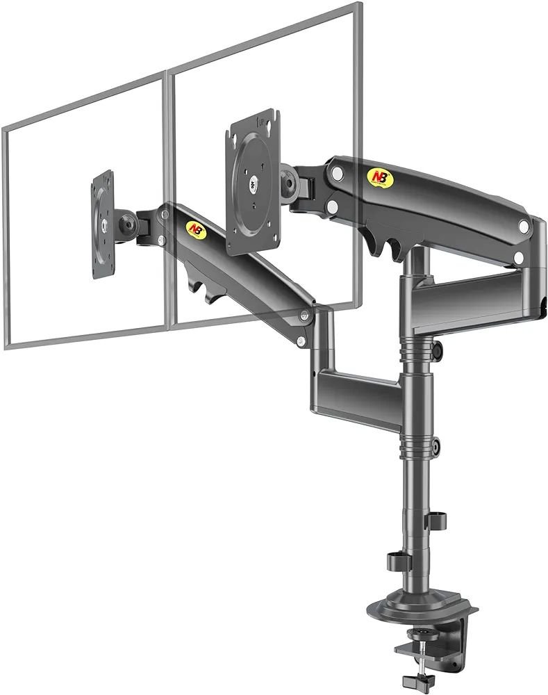 NB-H180-FP Dual Arm 2 in 1 Combo, Laptop Mount with Adjustable Tray for 10-17”Notebook, Full Motion - Image 5