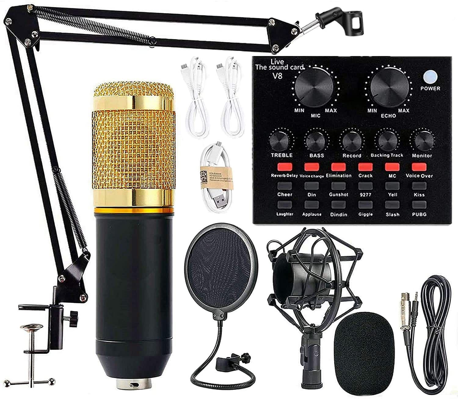 Bm 800 Condenser Microphone With V8 Sound Card & Microphone stand - Image 2