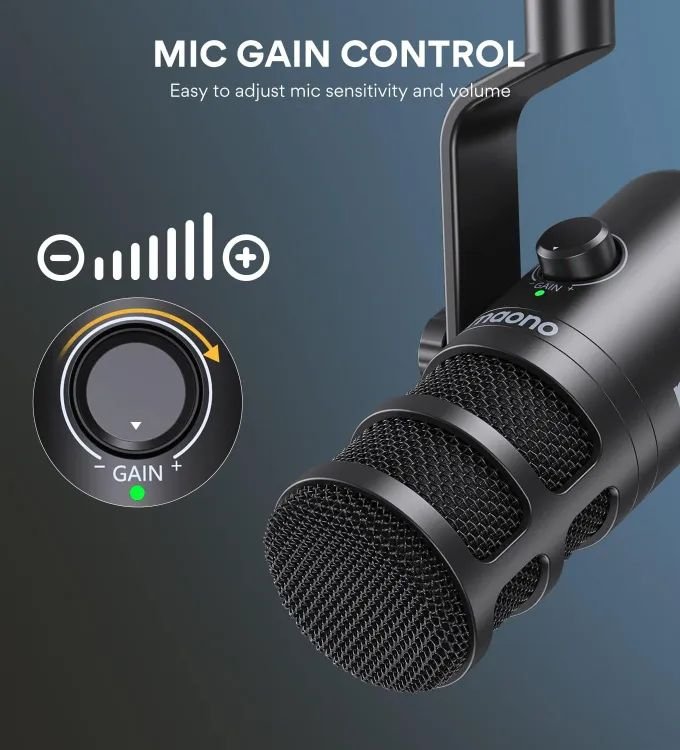MAONO PD100U USB Dynamic Microphone with Gain Knob and Metal Body - Image 3