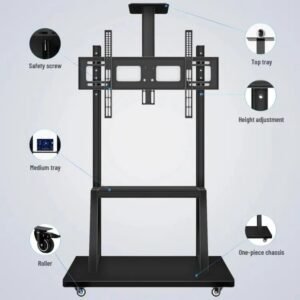 TL-1700 Mobile TV Bracket, Rooling TV Stand with Wheels for 32 to 70 Inch LCD LED OLED (Black)