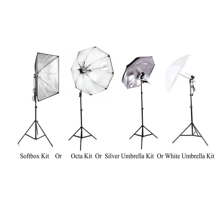 Combo E27 Light Stand Studio Umbrella Continuous Lighting Kit, Octa Softbox Bulb