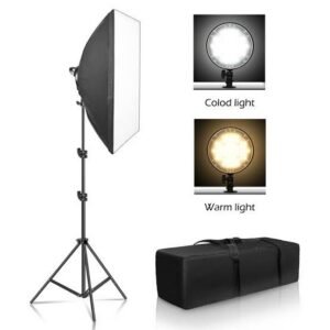 LED Softbox Studio Lighting Kit with Adjustable Stand"