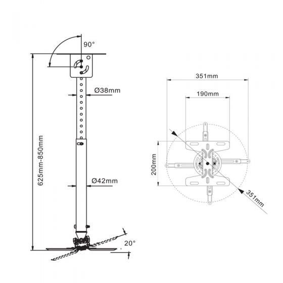 North Bayou NBT-718-2 Projector Bracket/Mount 0.83m - Image 4