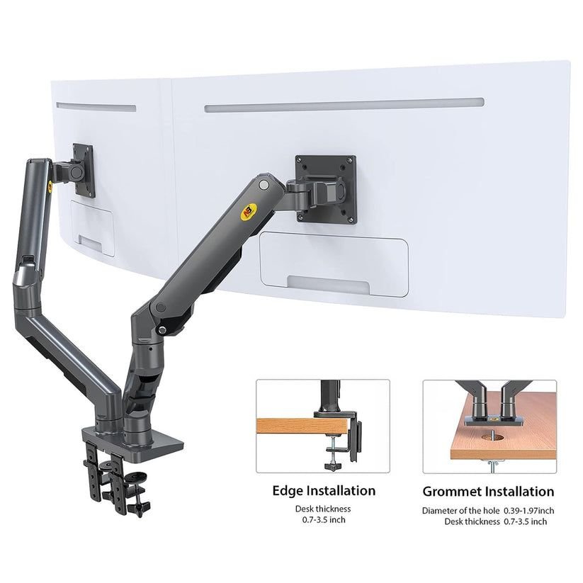 NB G35 22-32 inch Full Swivel Dual Gas Strut Arm Monitor Desk Stand with Desktop Pedestal Mount, Universal LCD, LED Flat Screen Smart TV, PC Monitor Mounting Bracket - Image 2