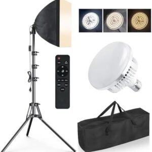 Softbox Lighting Kit, Photography Studio Light with  Reflector and 3 Colors Temperature 45W Bulb with Remote, Professional Photo Studio Equipment for Portrait Video