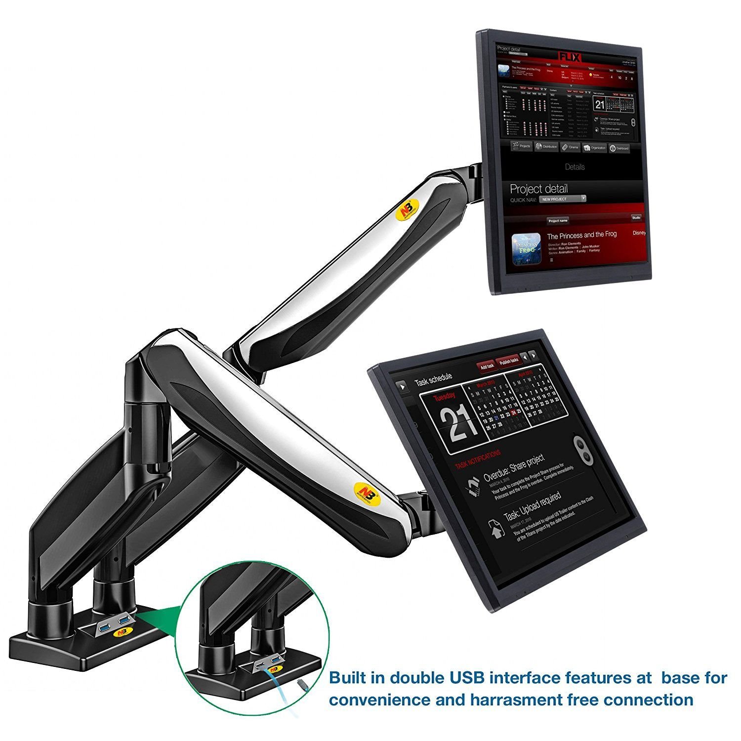 NB F195A Dual Monitor Desk Stand (Up to 22 -32 inches) - Image 3