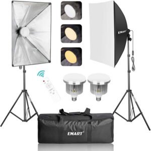 Softbox Lighting Kit, Dimmable Continuous Lighting