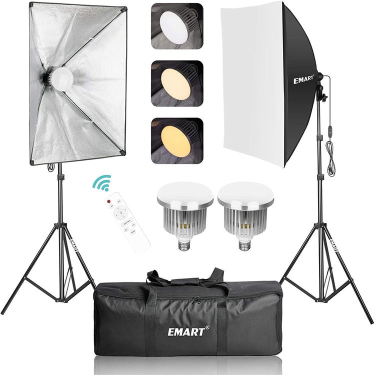 Softbox Lighting Kit, Dimmable Continuous Lighting