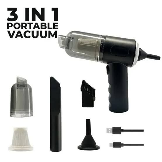 3-IN-1 Mini Vacuum Cleaner & Air Blower For Car Interior, Office, Home, Computer, Cordless Handheld Wireless Portable Auto Vacuum Cleaner Strong Suction Powerfull - Image 2