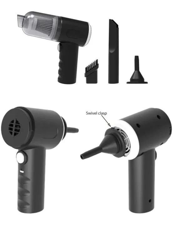 3-IN-1 Mini Vacuum Cleaner & Air Blower For Car Interior, Office, Home, Computer, Cordless Handheld Wireless Portable Auto Vacuum Cleaner Strong Suction Powerfull - Image 3