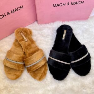 Fuzzy Slippers Soft Touching Nice-looking Solid Color Cross Band Slippers