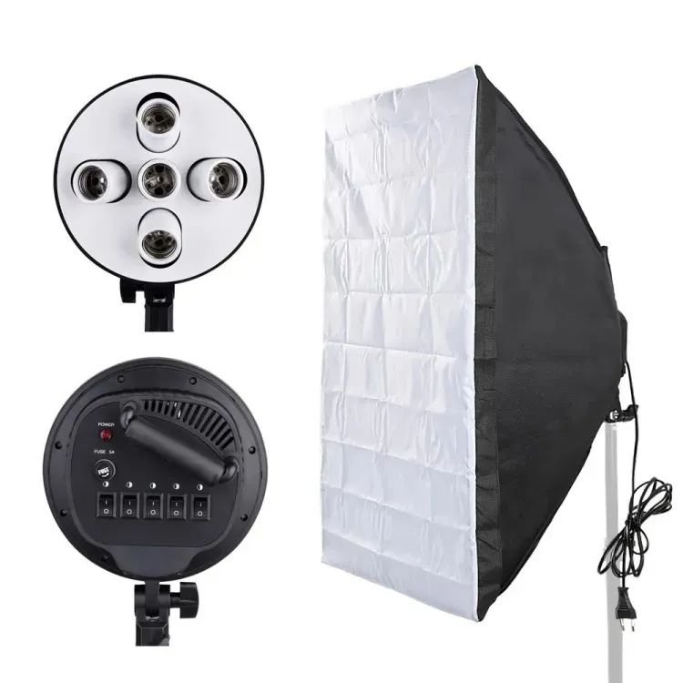 Complete Studio Lighting Solution: Combo Pack of 5 holder Softbox Continuous Light Studio Kit - Ideal for Video and Photography, 50x70 CM with Stand and 5 Holder Softbox Lights" - Image 2