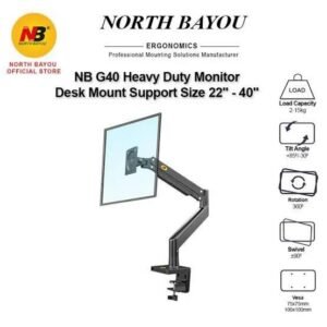 North Bayou NB H100 Single Monitor Desktop Mount Full Swing Adjustable Height for 22 - 35