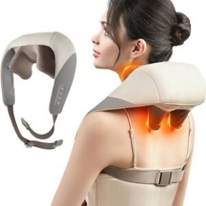 Neck and Shoulder Massager with Heat, Portable Massage Pillow, Shiatsu Back Shoulder and Neck Massager with Heat, 5D Kneading Neck Massager, for Pain Relief Deep Tissue
