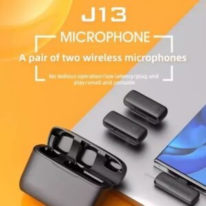J13 Wireless Lavalier Microphone with Charging Case,Dual Lapel Microphone,Clip On Mic for Android - Microphone
4in1