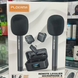 PLOKAMA WM-80 Wireless Lavalier Microphone & Handheld Stick | Dual Mic | Type-C | Noise Reduction | Rechargeable | For Android