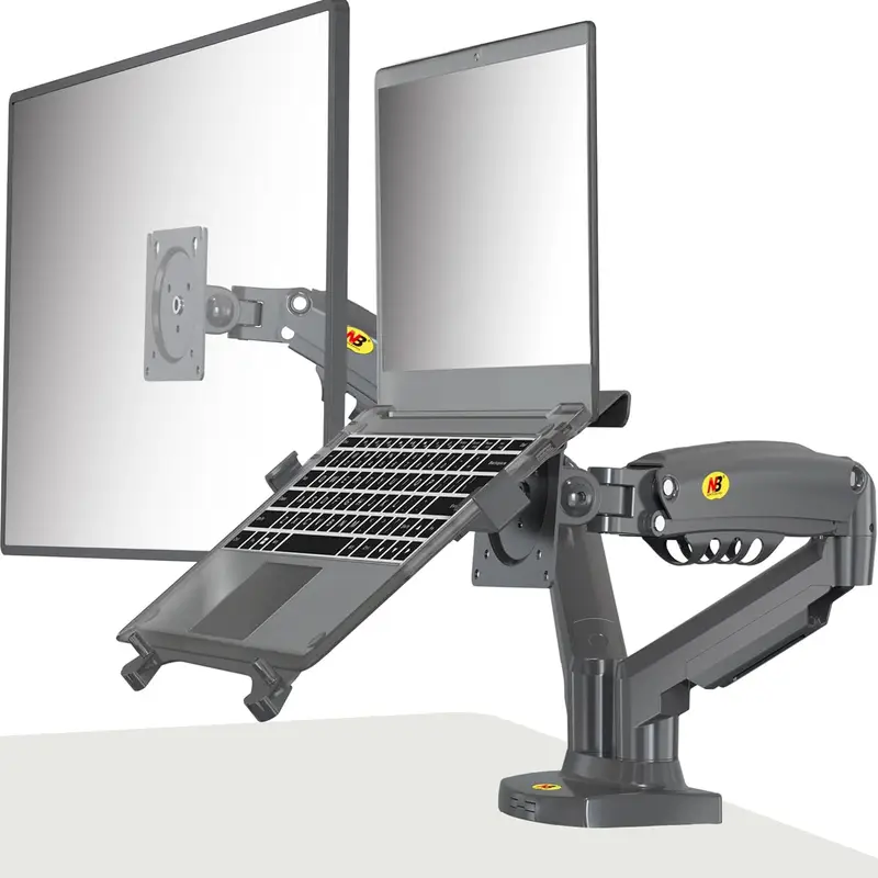 NB North Bayou F160-FP Laptop Mount with Adjustable Tray for 10-17”Notebook, Full Motion Arm with VESA Plate for 17-30”Monitor,Clamp-on Grommet Mounting - Image 2