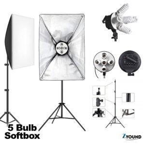 Complete Studio Lighting Solution: Combo Pack of 5 holder Softbox Continuous Light Studio Kit - Ideal for Video and Photography, 50x70 CM with Stand and 5 Holder Softbox Lights"