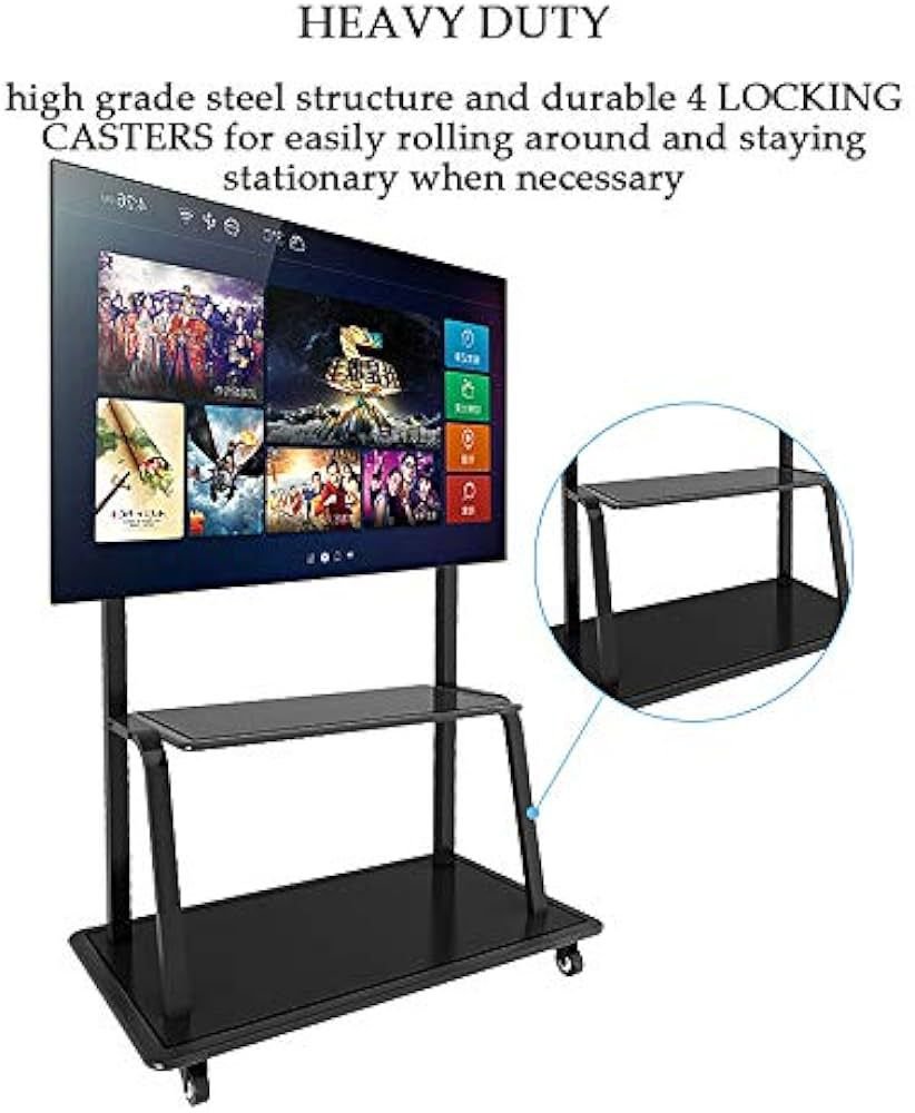 PORTABLE TV STAND BRACKET TL1800 SUPPORT 40 -100 TV MOBILE BRACKET WITH ROLLER WITH PLAYER SHELF