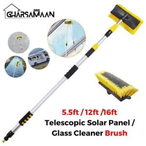 Solar panel Cleaning Extendable Pole with soft brush water through and instant ON/OFF switch Valve