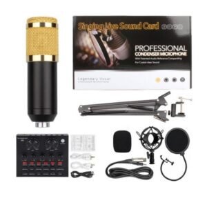 Bm 800 Condenser Microphone With V8 Sound Card & Microphone stand