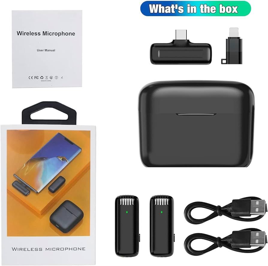 J13 Wireless Lavalier Microphone with Charging Case,Dual Lapel Microphone,Clip On Mic for Android - Microphone
4in1 - Image 3