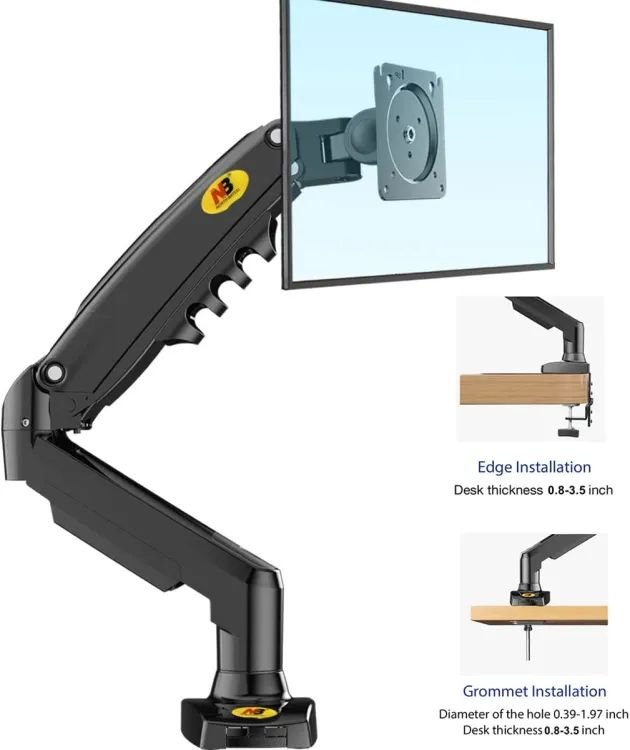 NB North Bayou F80 Monitor Desk Mount Stand Full Motion Swivel Monitor Arm with Gas Spring for 17-30''Monitors
