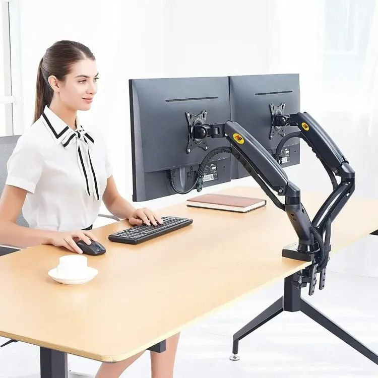 NB North Bayou F160 Dual Monitor Desk Mount Stand Full Motion Swivel