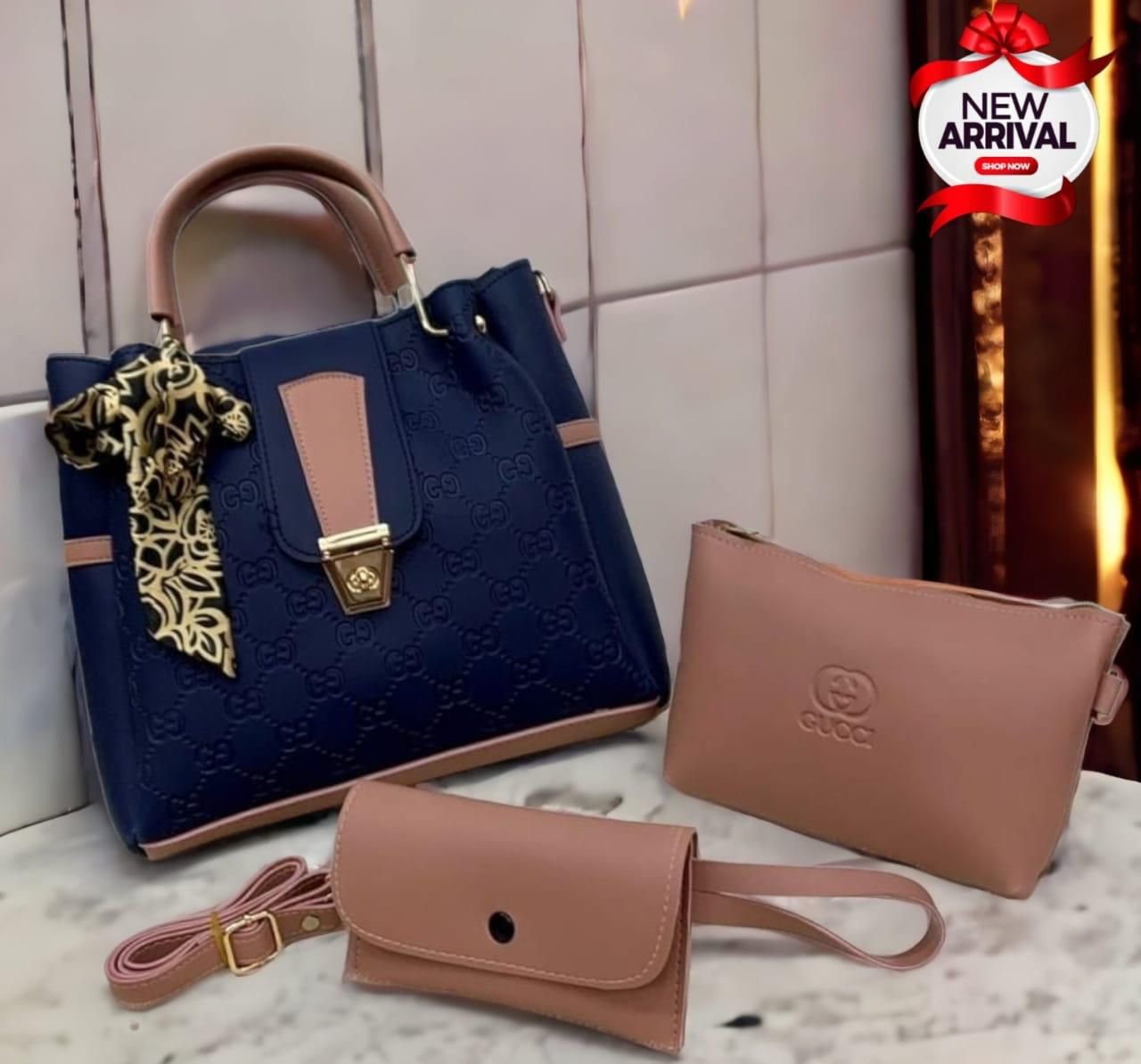 luxury bags 3 piece set PU Soft Leather Hand and Shoulder Bag For Women - Image 4
