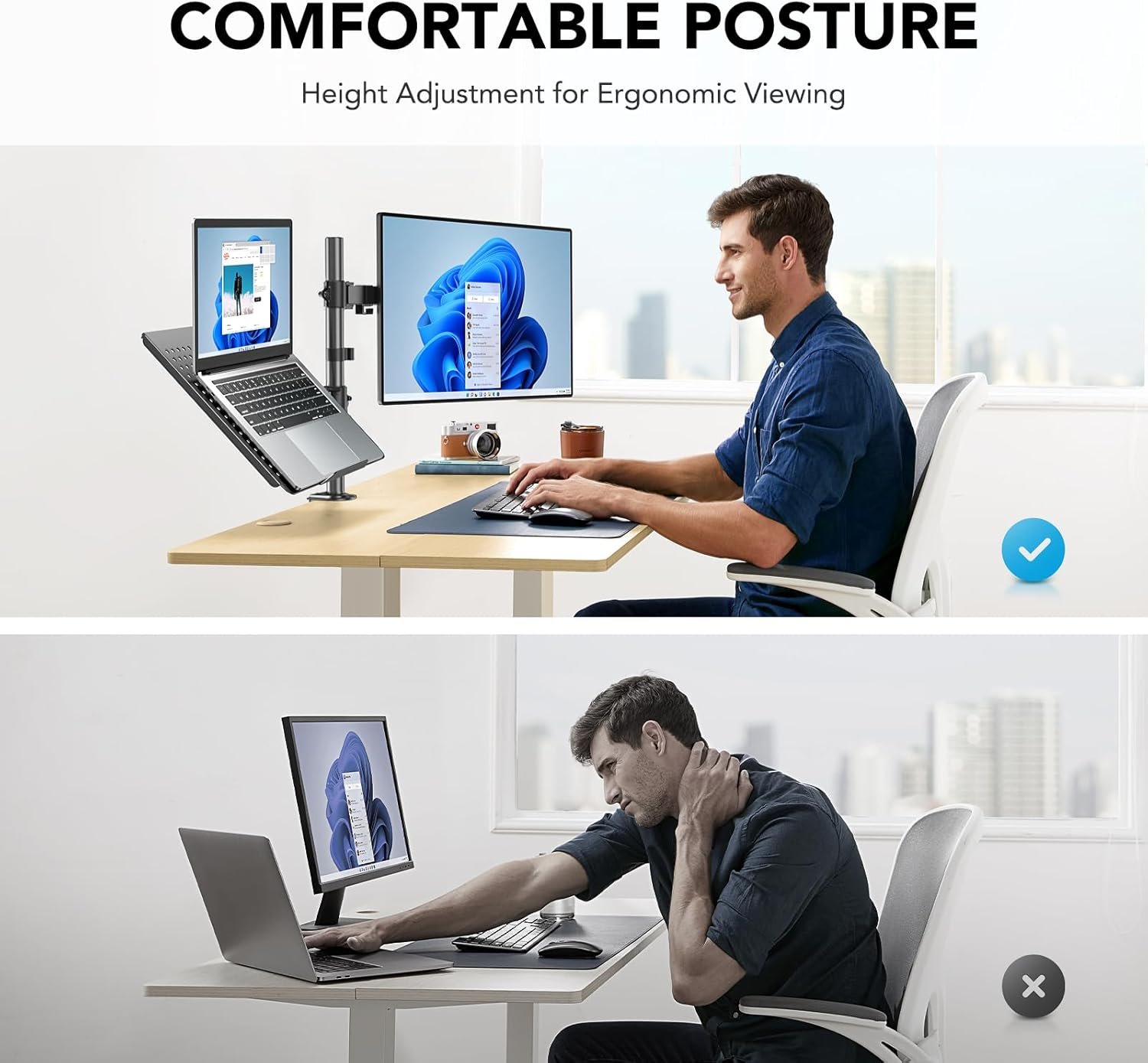 Adjustable Monitor and Laptop Mount Arm Stand with Clamp for 13-33 Inch Monitors - Image 5