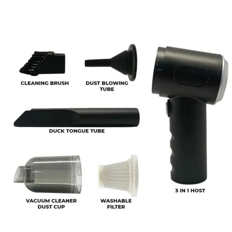 3-IN-1 Mini Vacuum Cleaner & Air Blower For Car Interior, Office, Home, Computer, Cordless Handheld Wireless Portable Auto Vacuum Cleaner Strong Suction Powerfull - Image 5