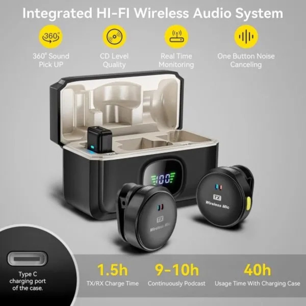 M9 Pro Wireless Microphone – Best Noise Cancelling Mic for Vlogging & Streaming in - Image 3
